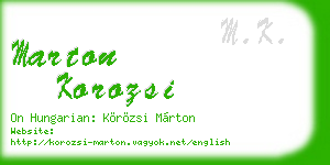 marton korozsi business card